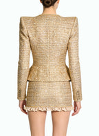Fashionable and Trendy Jacket and Mini Skirt Two-Piece Set