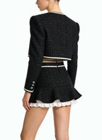 Preppy Style Jacket and Mini Skirt Two-Piece Set