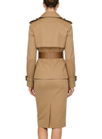 Classic Collared Jacket and Pencil Skirt Two-Piece Set