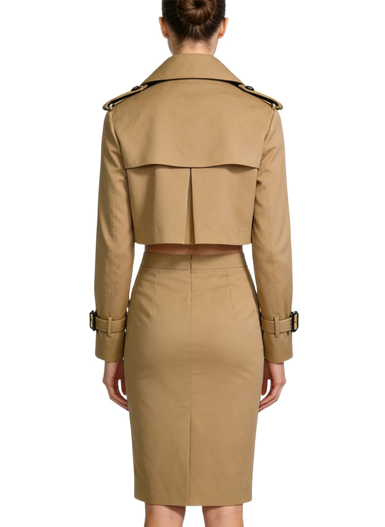 Exquisite Collared Jacket and Pencil Skirt Two-Piece Set