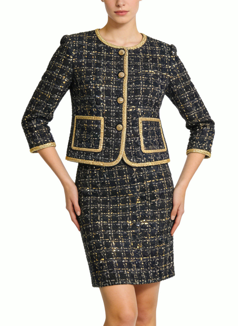 Women's High-Waisted Straight Skirt Two-Piece Set