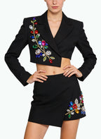 Chaoshi Trendy Collared Jacket and Skirt Two-Piece Set