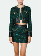 Women's High-Waisted Pencil Skirt Retro Two-Piece Set