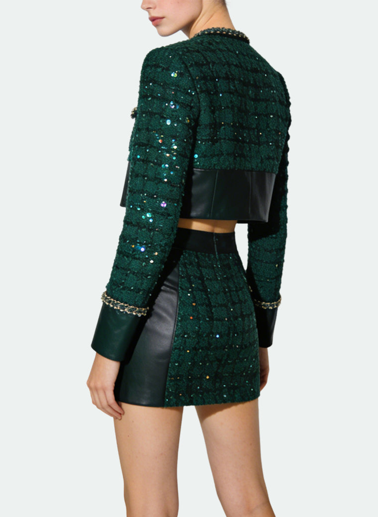 Women's High-Waisted Pencil Skirt Retro Two-Piece Set