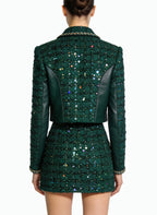 Women's Collared Jacket and High-Waisted Pencil Skirt Elegant Set