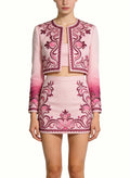 Round Neck Jacket and Pencil Skirt Gentle Style Two-Piece Set
