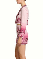 Round Neck Jacket and Pencil Skirt Gentle Style Two-Piece Set