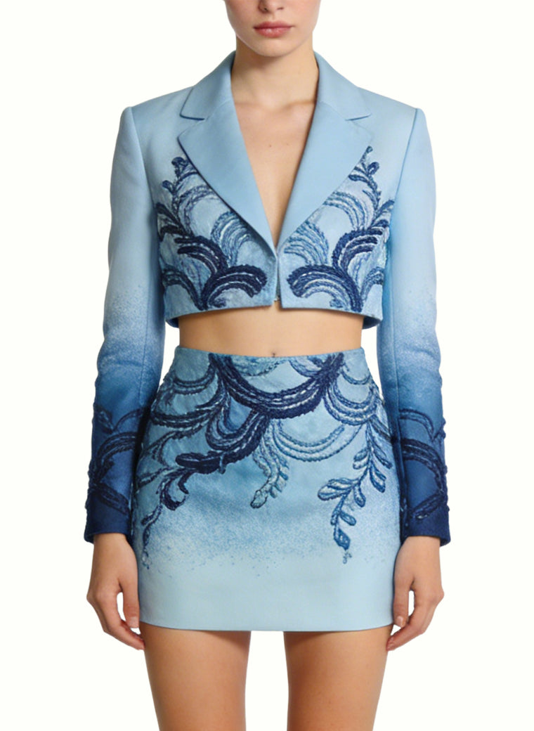 Suit Set with High-Waisted A-Line Skirt Elegant Two-Piece Set