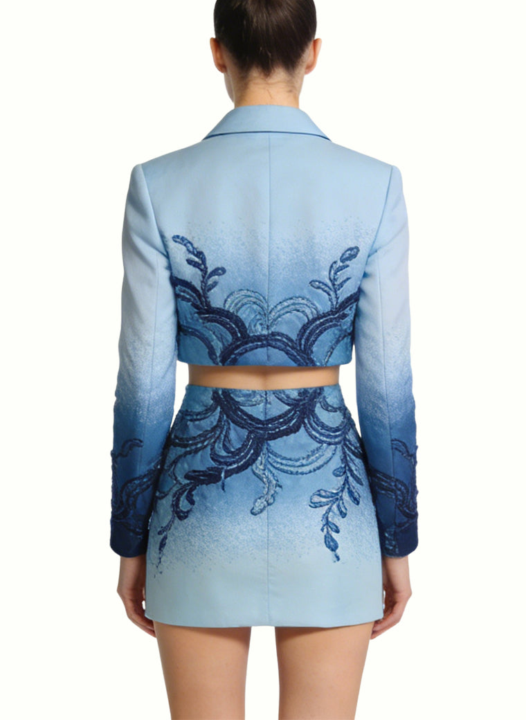 Suit Set with High-Waisted A-Line Skirt Elegant Two-Piece Set