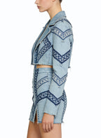 Embroidered Jacket and Pencil Skirt Unique Two-Piece Set