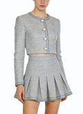 Round Neck Top and Pleated Skirt Two-Piece Set