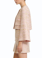 Round Neck Top and Slit Skirt Retro Two-Piece Set