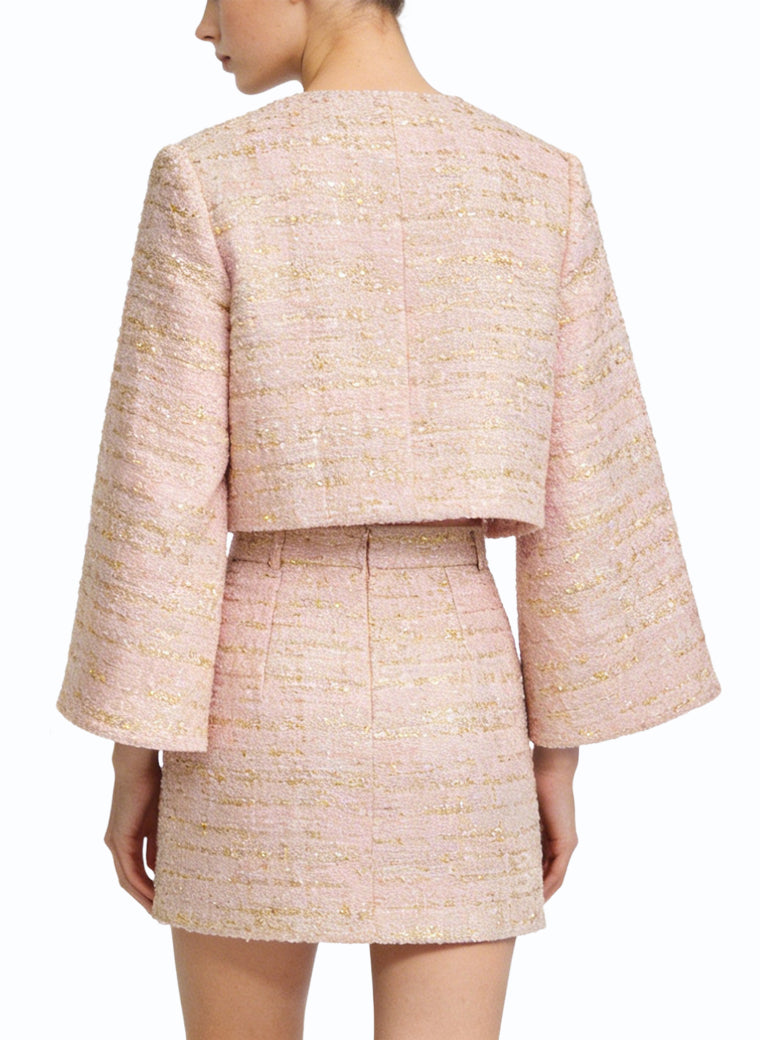 Round Neck Top and Slit Skirt Retro Two-Piece Set