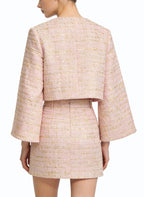 Round Neck Top and Slit Skirt Retro Two-Piece Set