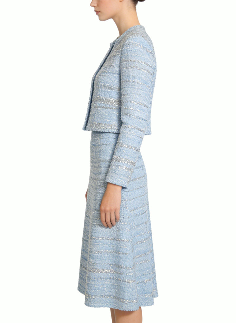 Round Neck Top and A-line Skirt Elegant Commuting Two-Piece Set