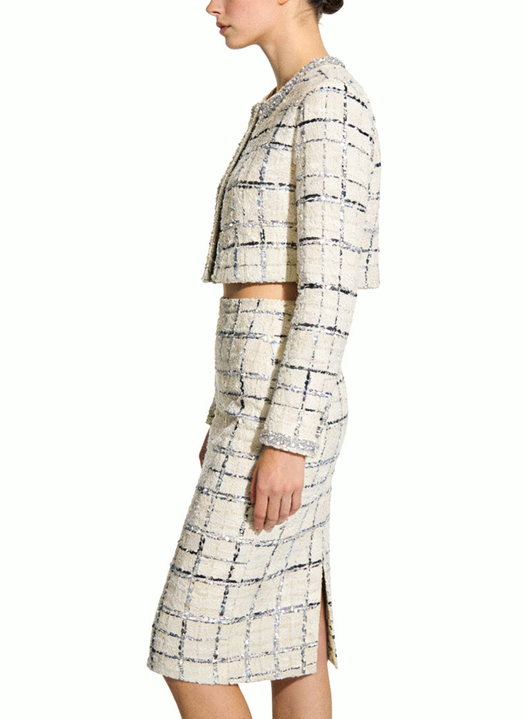 Round Neck Top and Pencil Skirt Retro Two-Piece Set