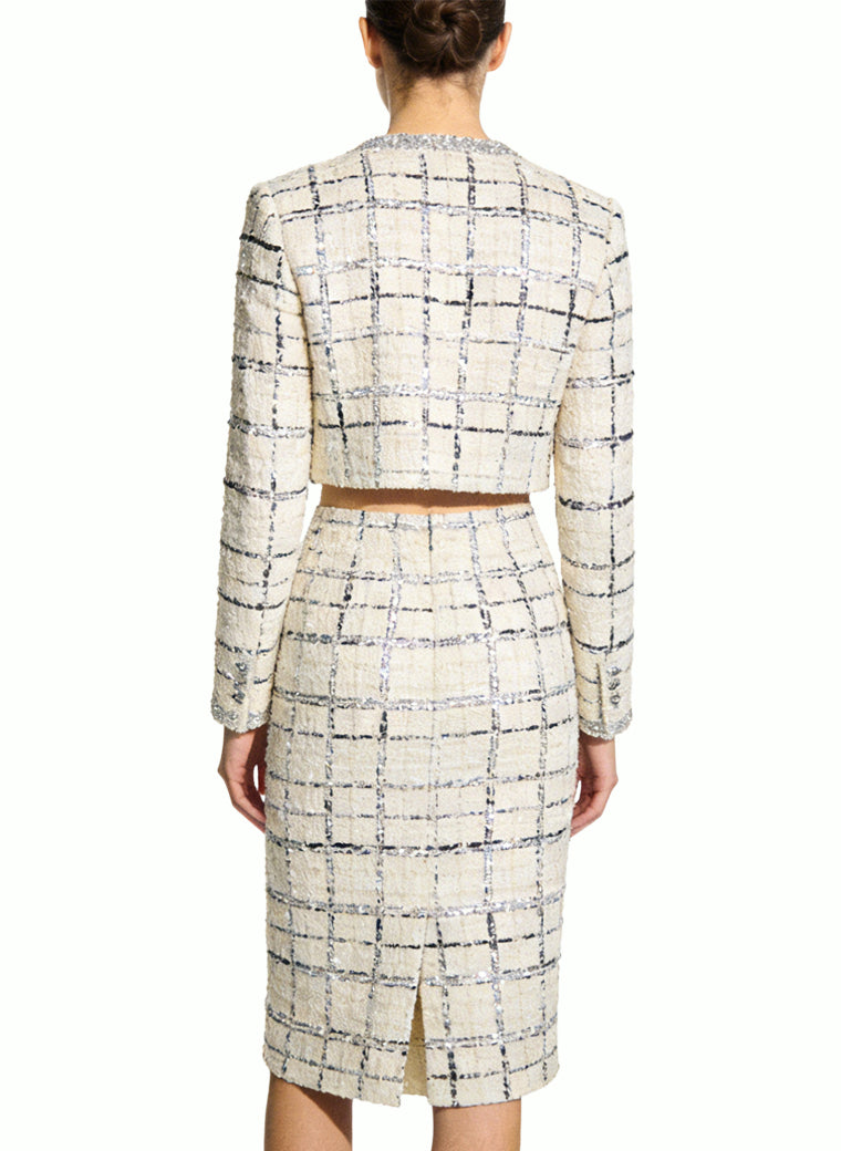 Round Neck Top and Pencil Skirt Retro Two-Piece Set