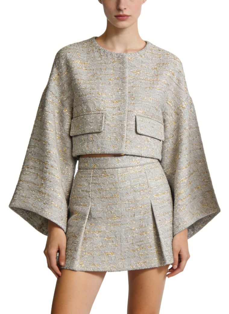 Round Neck Top and Skirt Casual Two-Piece Set