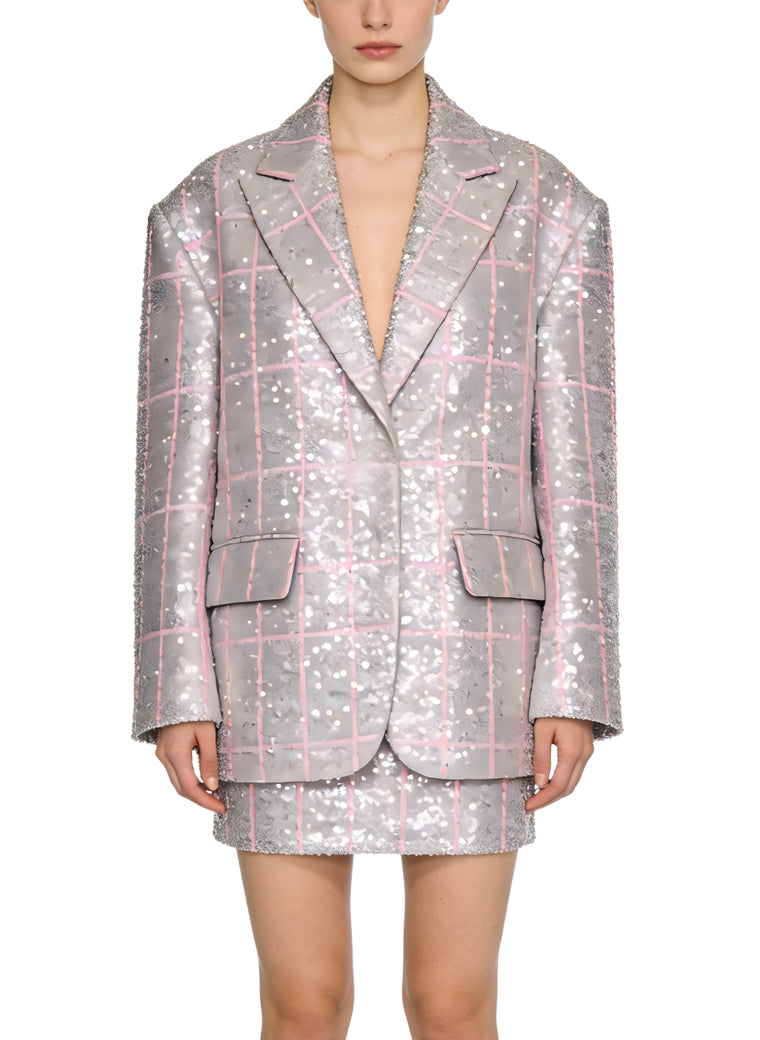 Suit Collar Jacket and High-Waisted Skirt Fashionable Two-Piece Set