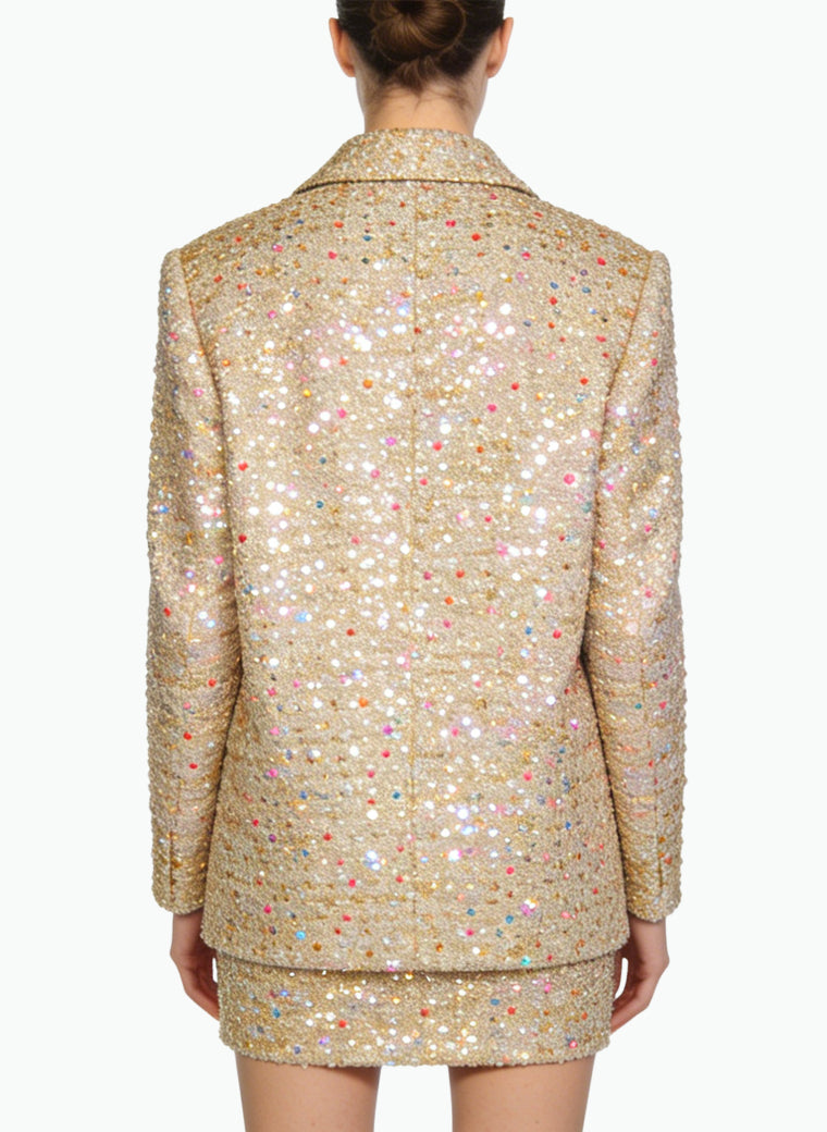 Rhinestone Luxurious Jacket and Skirt Two-Piece Set
