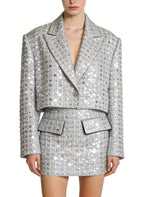 Stylish and Sparkling Two-Piece Jacket and Skirt Set
