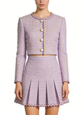 High-Waisted Pleated Skirt Two-Piece Jacket Set
