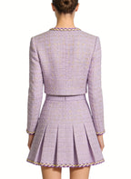 High-Waisted Pleated Skirt Two-Piece Jacket Set