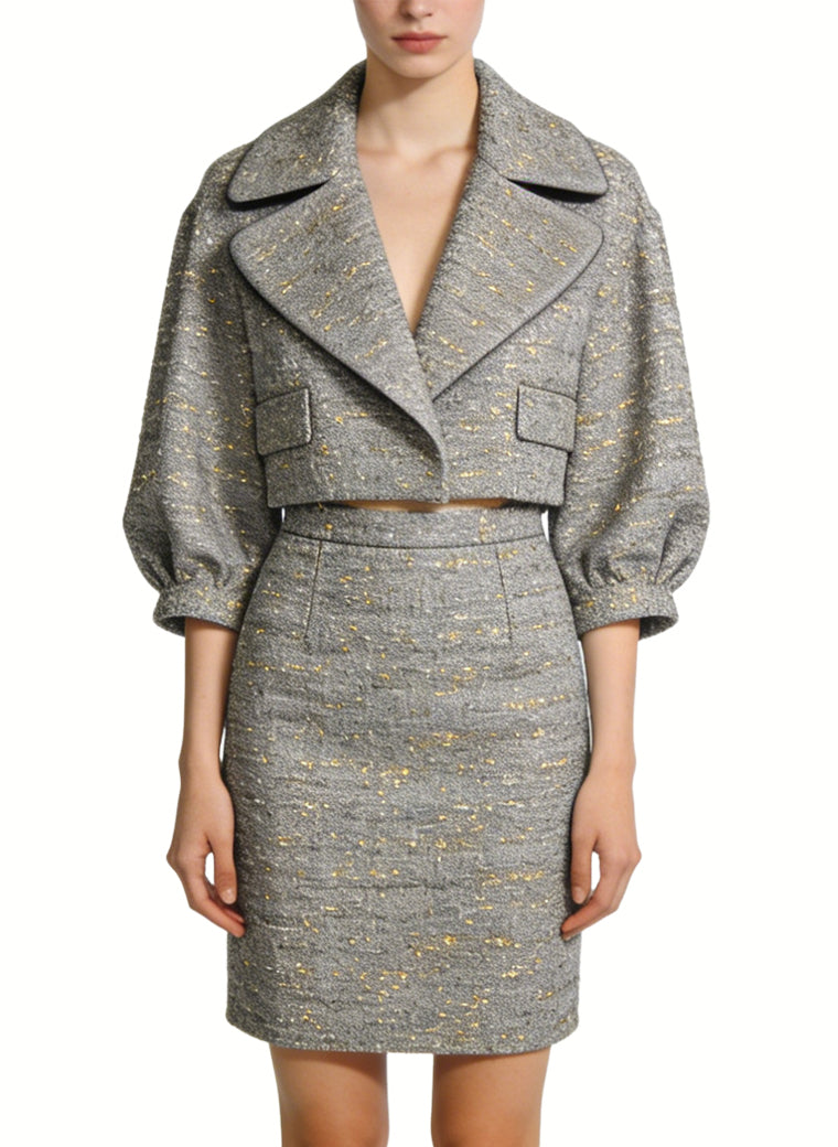 Luxury and Sophisticated Two-Piece Jacket and Skirt Set