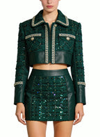 Channel-Style Two-Piece Jacket and Skirt Set