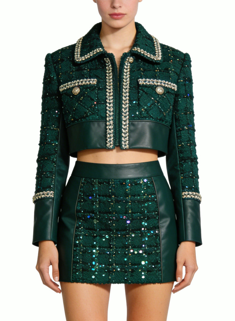 Channel-Style Two-Piece Jacket and Skirt Set