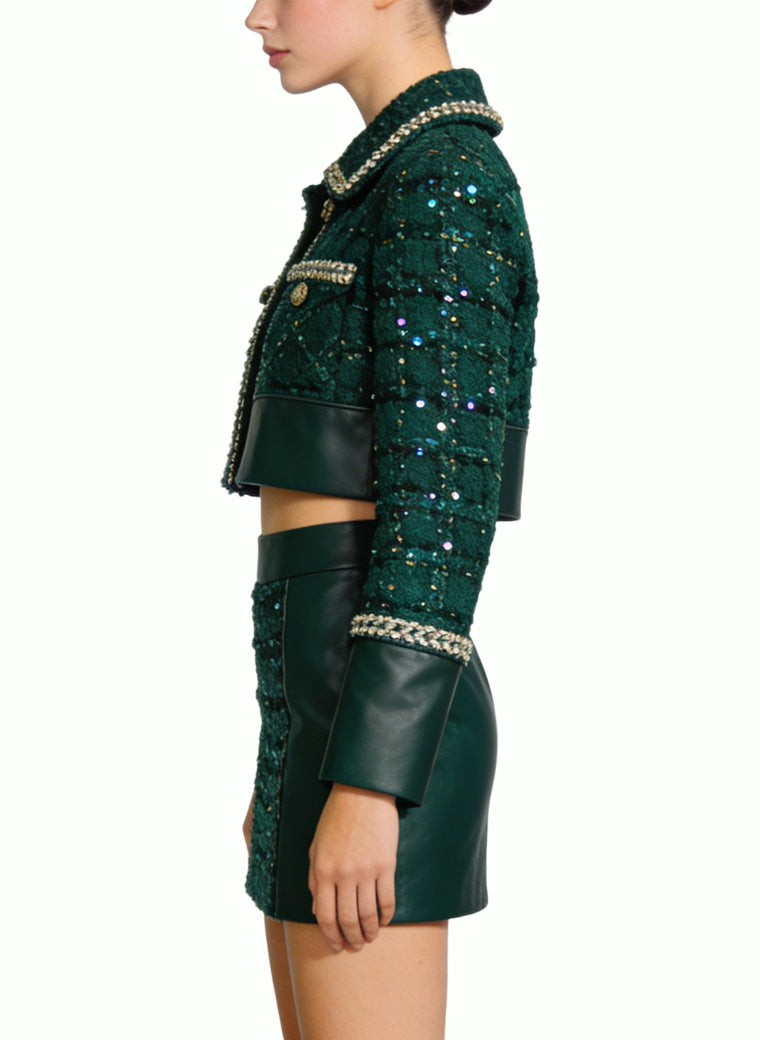 Channel-Style Two-Piece Jacket and Skirt Set