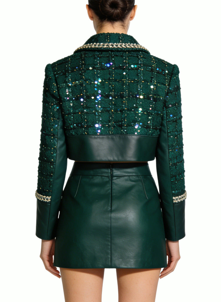 Channel-Style Two-Piece Jacket and Skirt Set