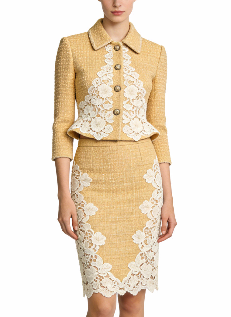Women's Lapel Jacket and Pencil Skirt Two-Piece Set