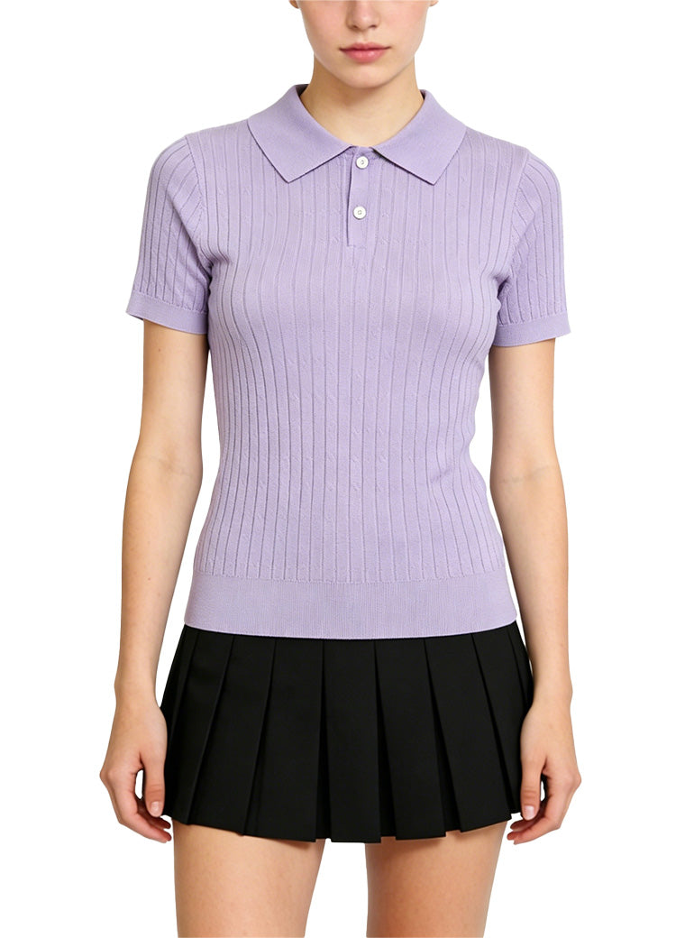 Women's Polo Collar Short-Sleeve Top with Pony Embroidery