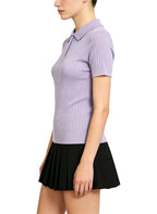 Women's Polo Collar Short-Sleeve Top with Pony Embroidery