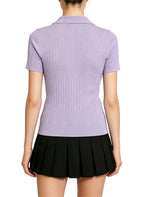 Women's Polo Collar Short-Sleeve Top with Pony Embroidery