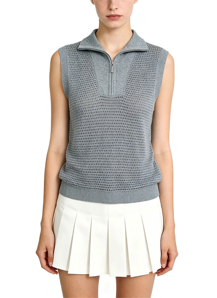 Women's Relaxed-Fit Half-Zip Cutout Top