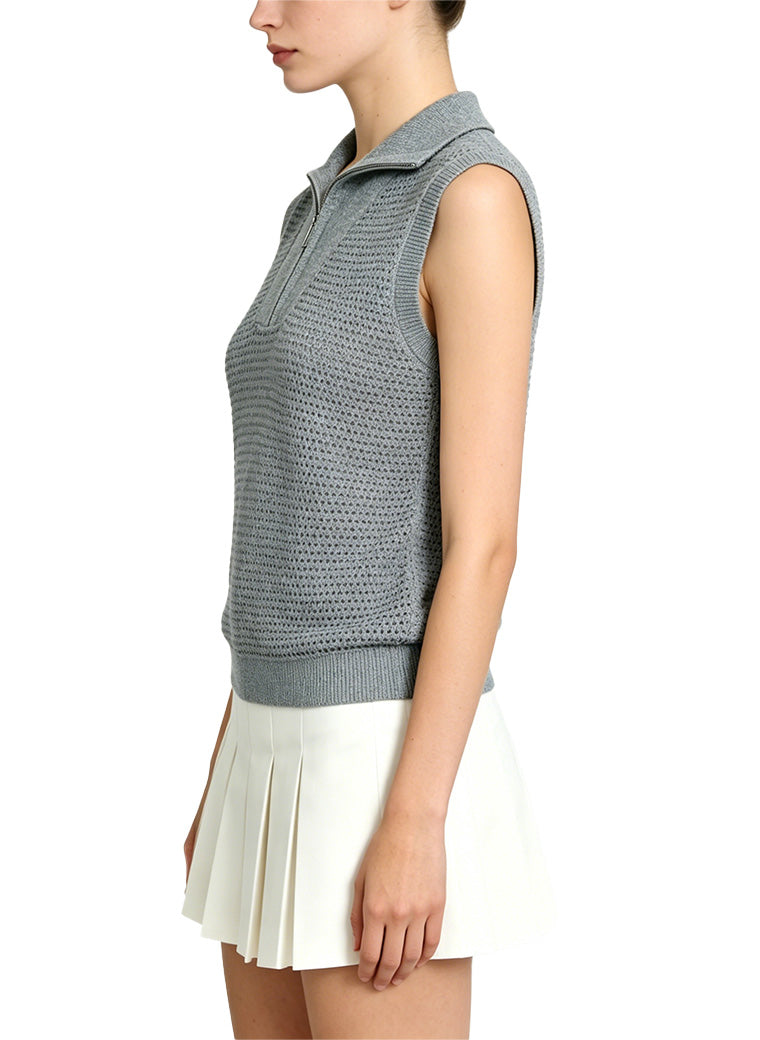 Women's Relaxed-Fit Half-Zip Cutout Top